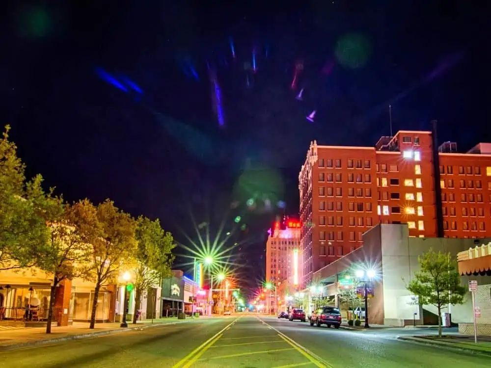 April 2015 Streets of Amarillo Texas City Skyline at Night