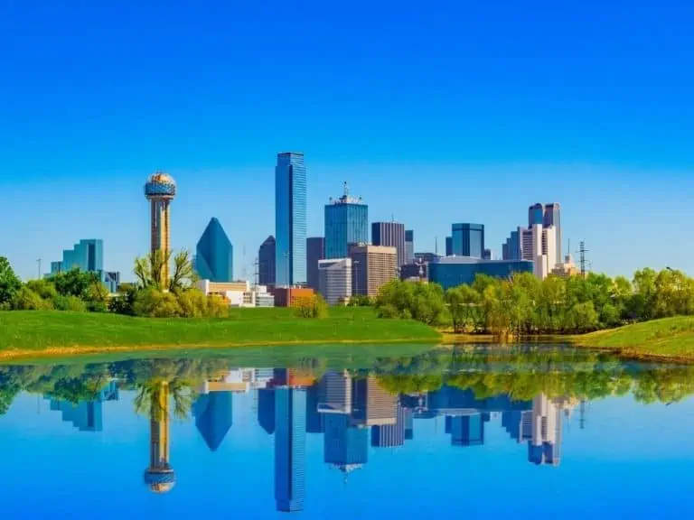 Dallas Skyline and River on a Hot Summer Day