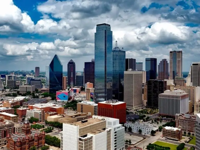 Dallas Texas city view from the air