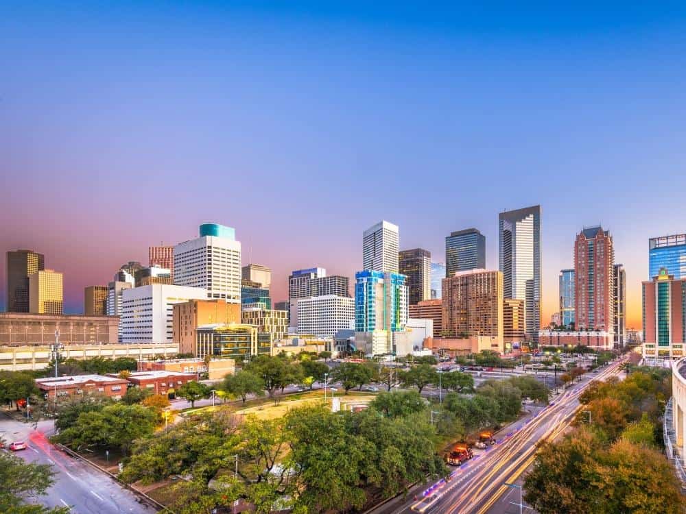Houston Texas Skyline During Sunset