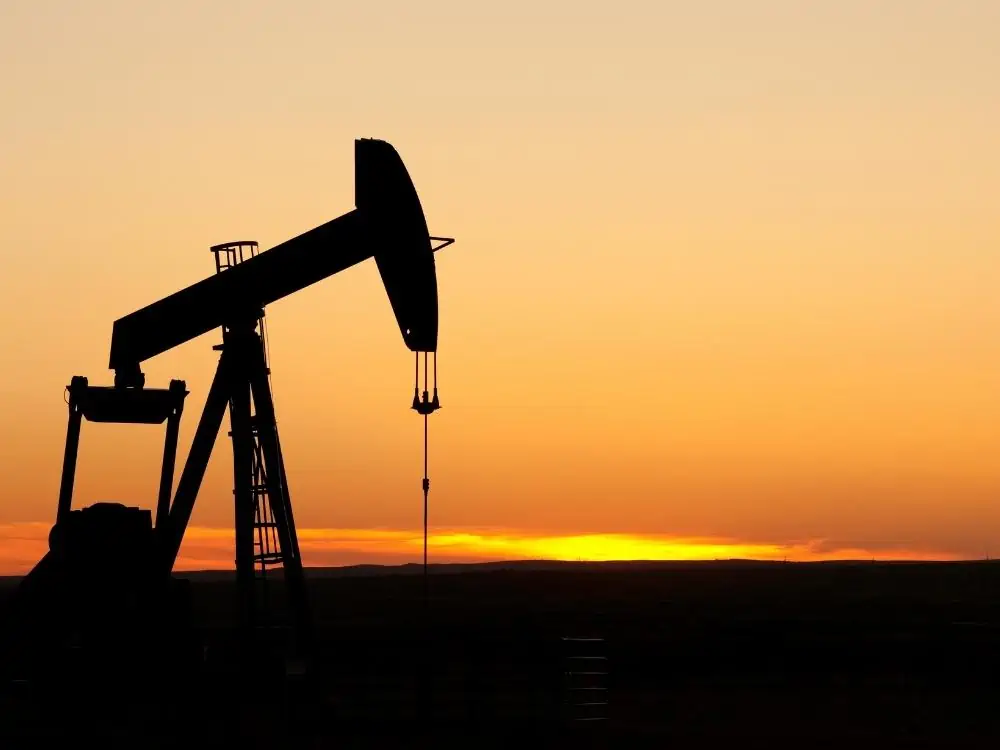 Oil well in Texas at sunset
