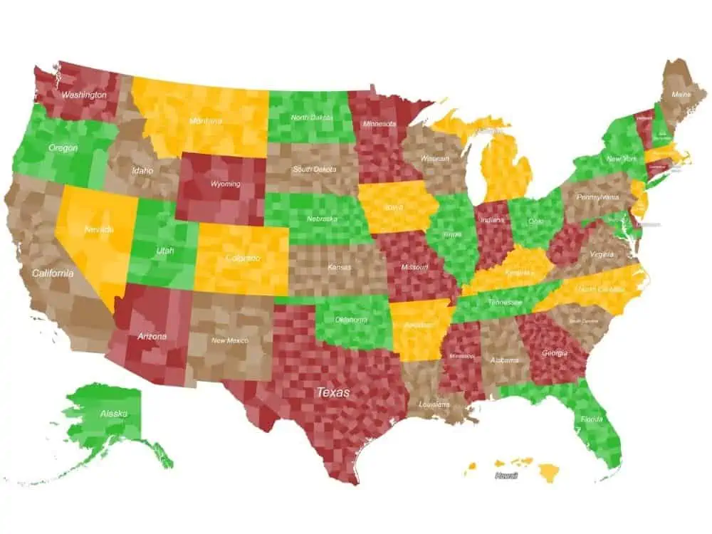 USA Counties Map Color Coded