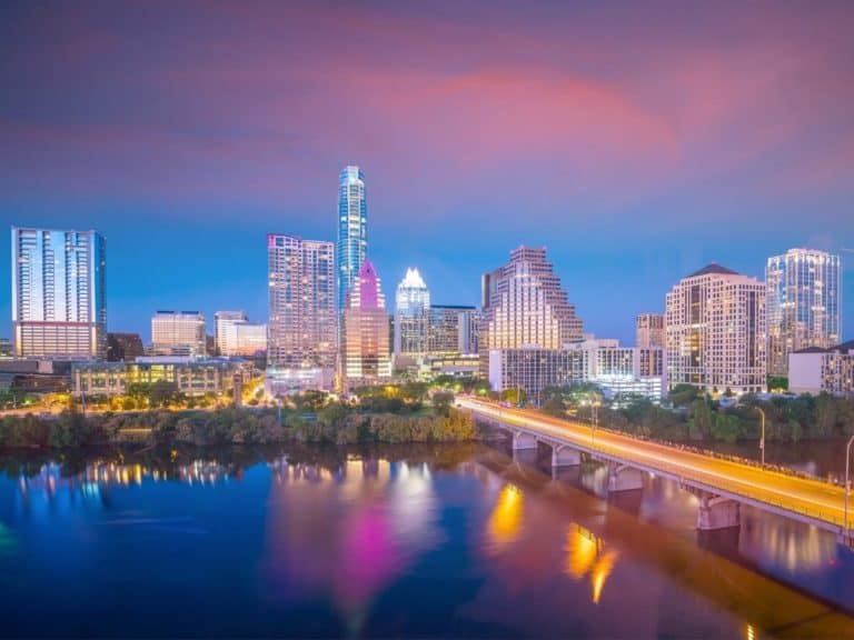 Austin Texas City Skyline in the Evening - Texas View