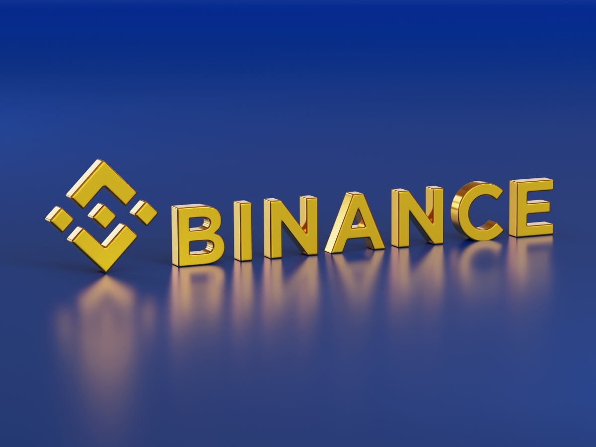 Three dimensional Binance logo isolated on blue background. 3d illustration - Texas View