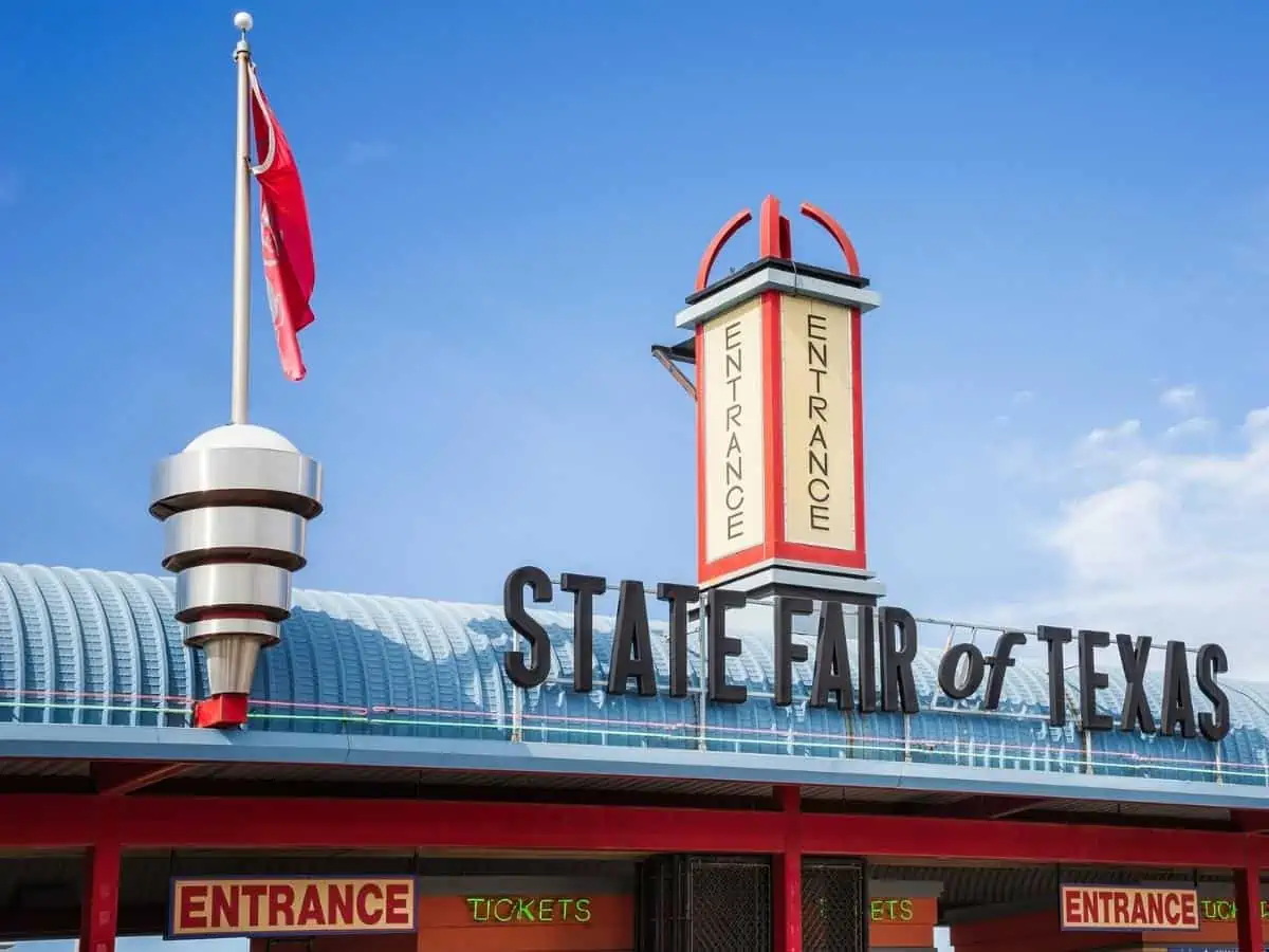 Dallas Texas US October 17 2019 Entrance to the State Fair of Texas in Fair Park Dallas an annual state fair taken place since 1886. - Texas News, Places, Food, Recreation, and Life.