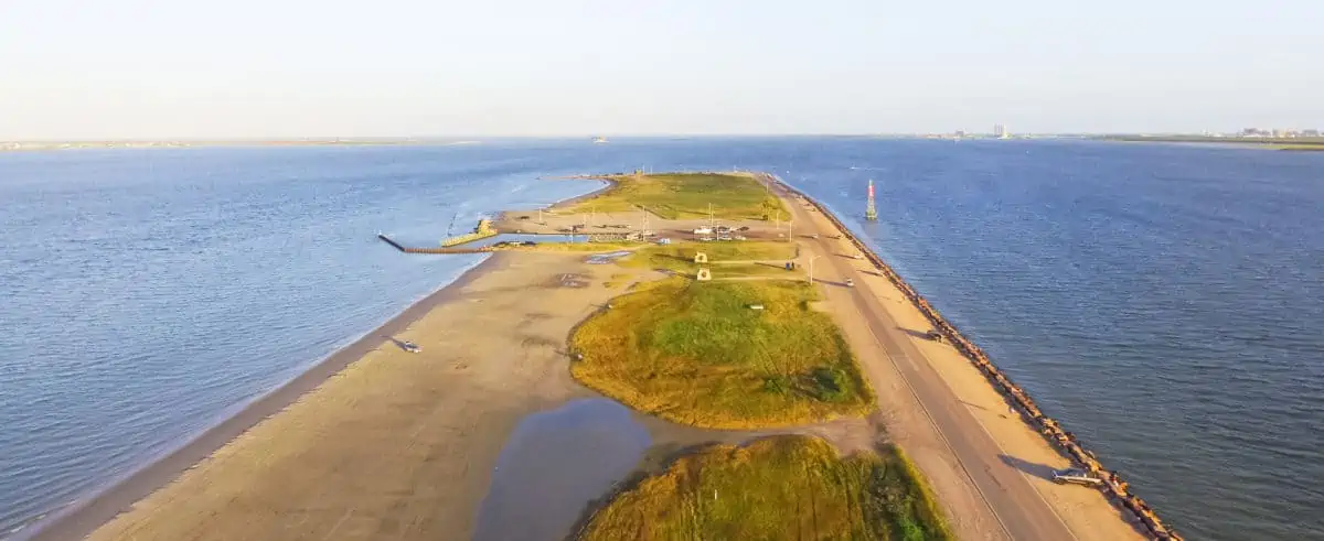 Panorama Aerial View Famous Texas City Dike A Levee That Projects Nearly 5Miles South East Into Mouth Of Galveston Bay. It Was Designed To Reduce The Impact Of Sediment Accumulation Along Lower Bay. - Texas News, Places, Food, Recreation, And Life.