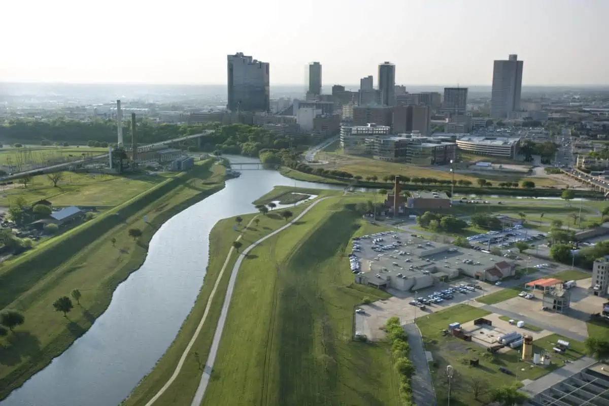 Aerial View Of Fort Worth Texas With View Of Trinity River And Skyscrapers. - Texas News, Places, Food, Recreation, And Life.