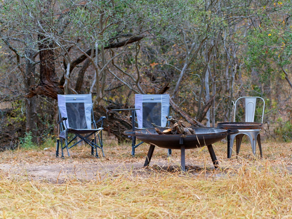 Chairs around a fire pit in rural - Texas View