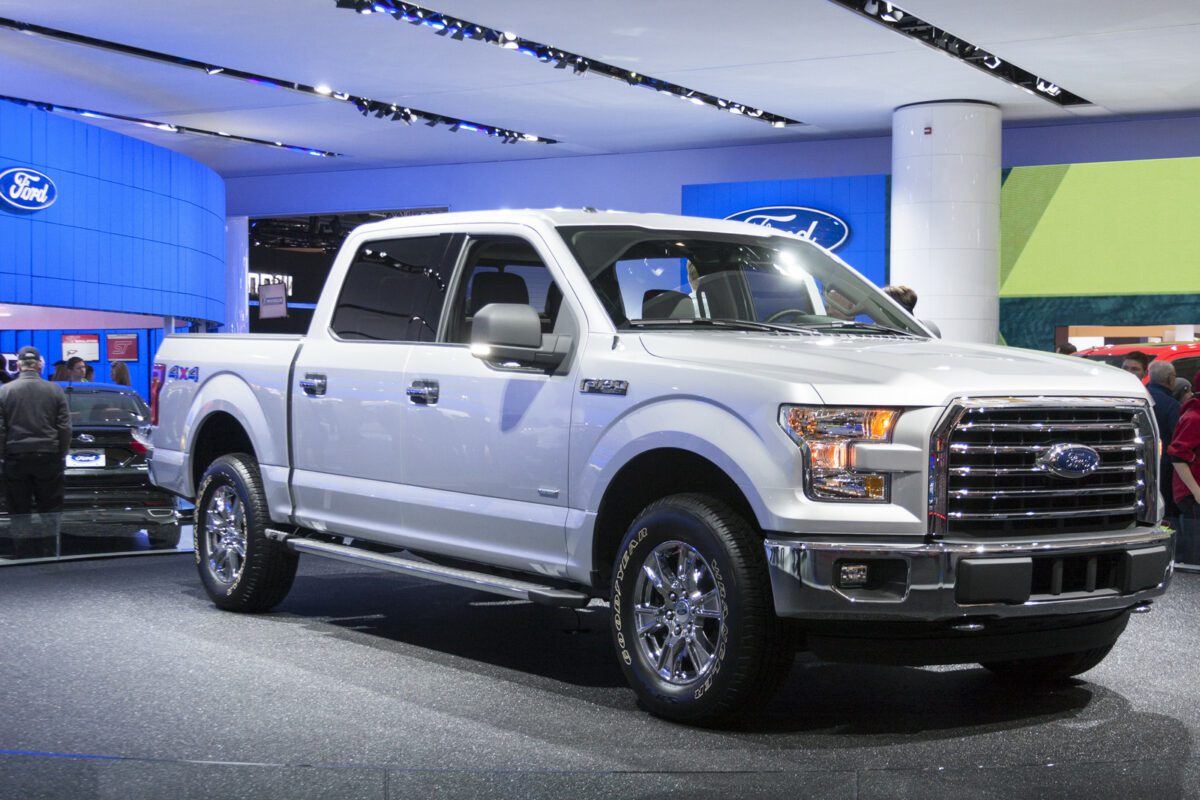 Ford f150 pickup truck at The North American International Auto Show January 26 2014 in Detroit Michigan - Texas View