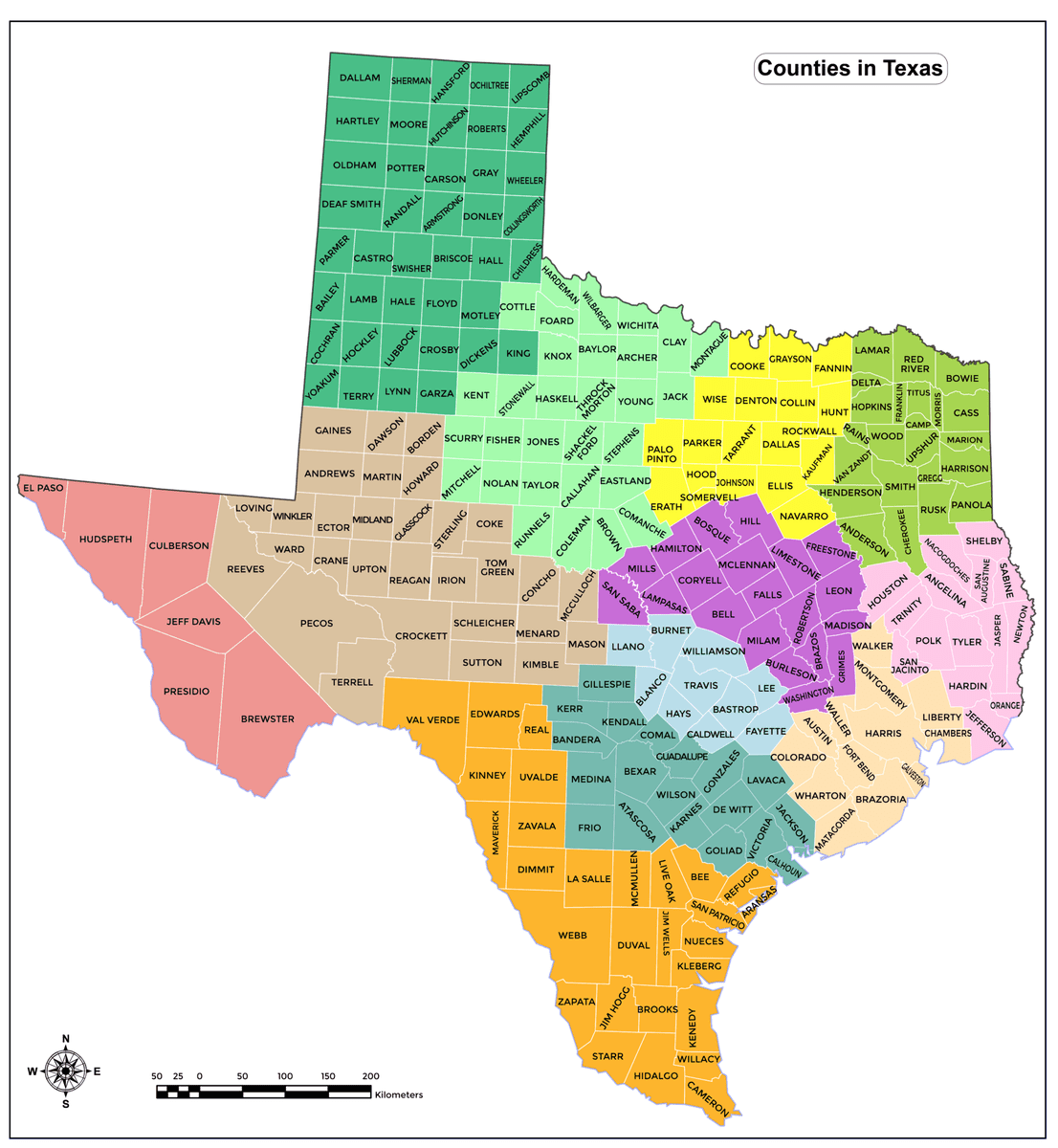 Texas Counties Map - California Places, Travel, and News.