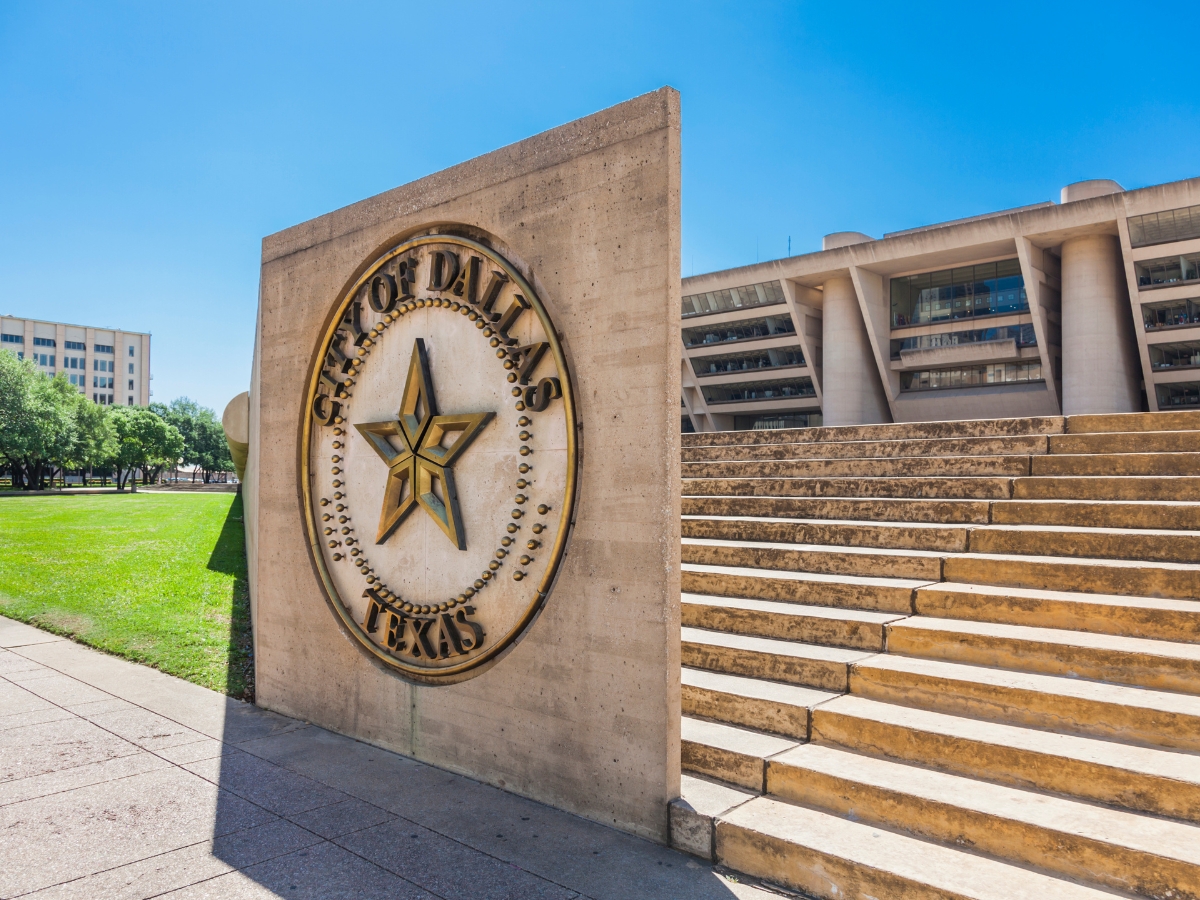 Dallas City Hall and sign - Texas View