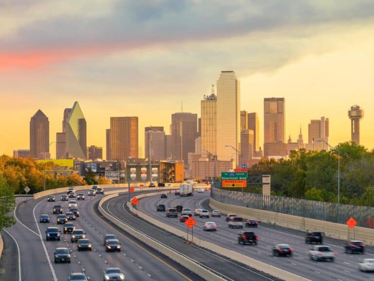 Dallas downtown skyline at twilight Texas USA. - Texas View