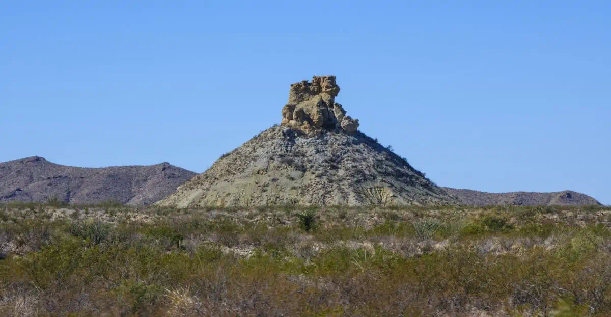 Desert landscape mountain of volcanic lava in Big Bend National Park in Texas. Wildlife of the state of Texas. - Texas View