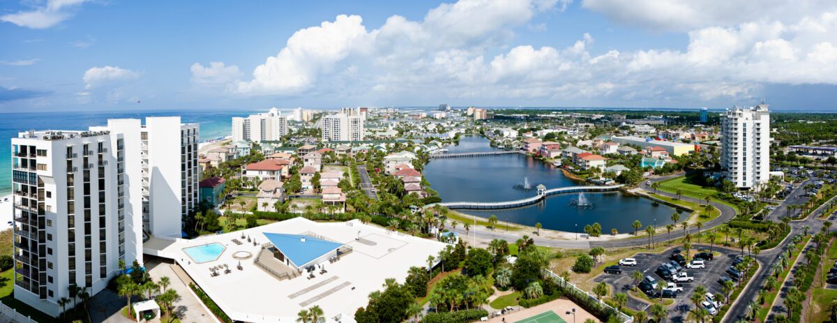 Destin FL USA July 24 2014 Panorama of touristic Destin on the Emerald coast of Florida - Texas View