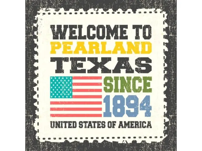 Invitation card with text Welcome to Pearland State Texas. Since 1894. - Texas View