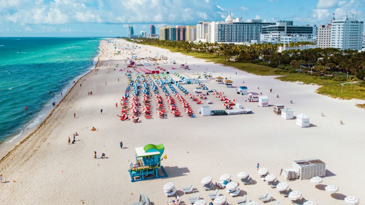 Miami Beach Florida aerial view Miami beach drone view at south beach Miami Florida - Texas View