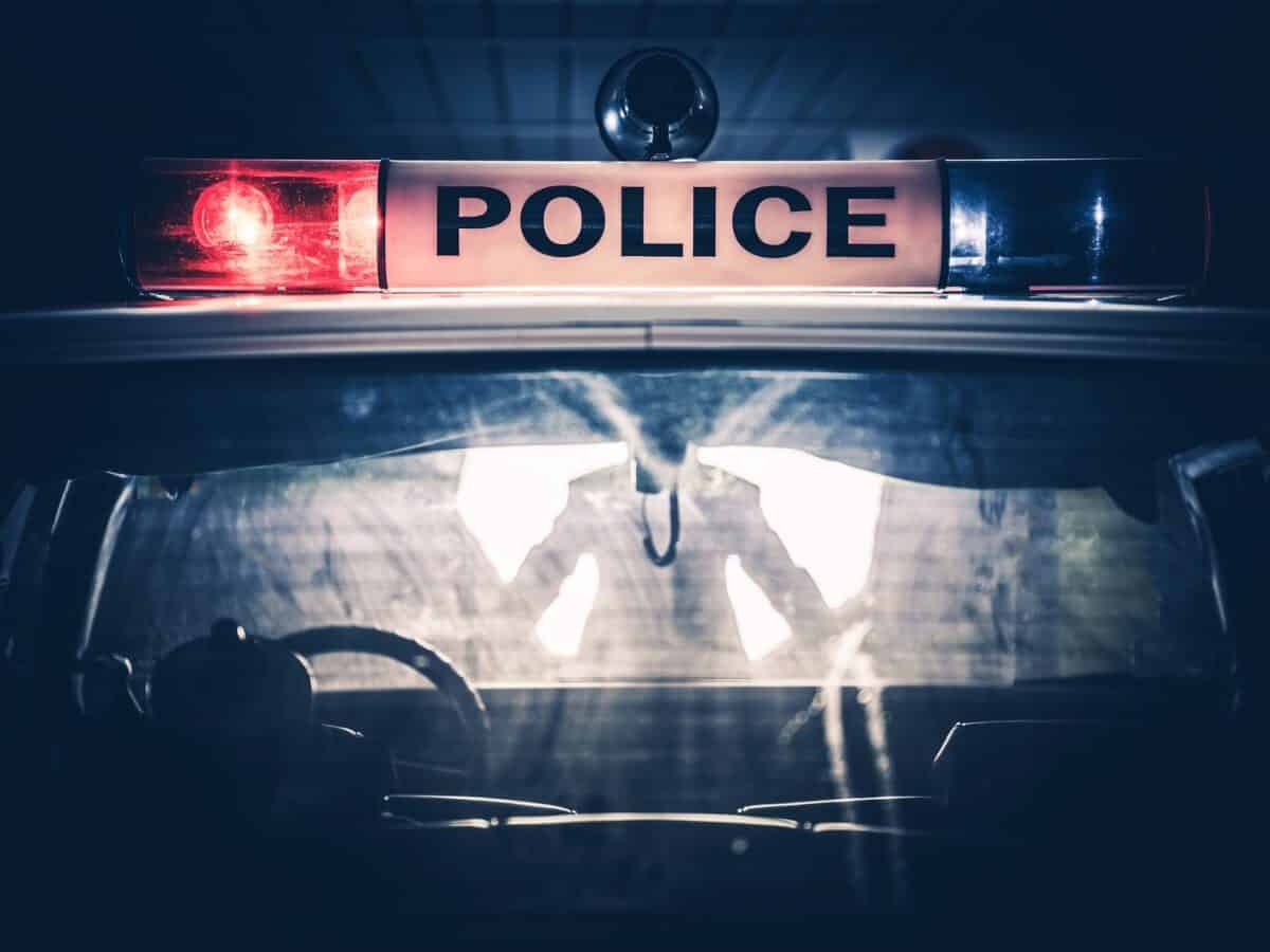 Police Cruiser Traffic Stop Closeup Photo. American Police Car. - Texas View