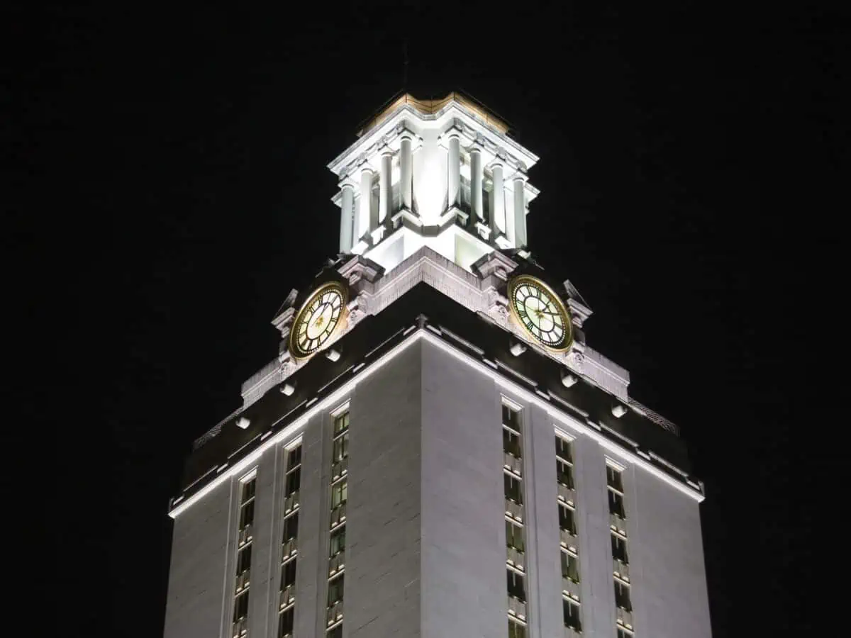 University of Texas Clock Tower At Night - Texas View