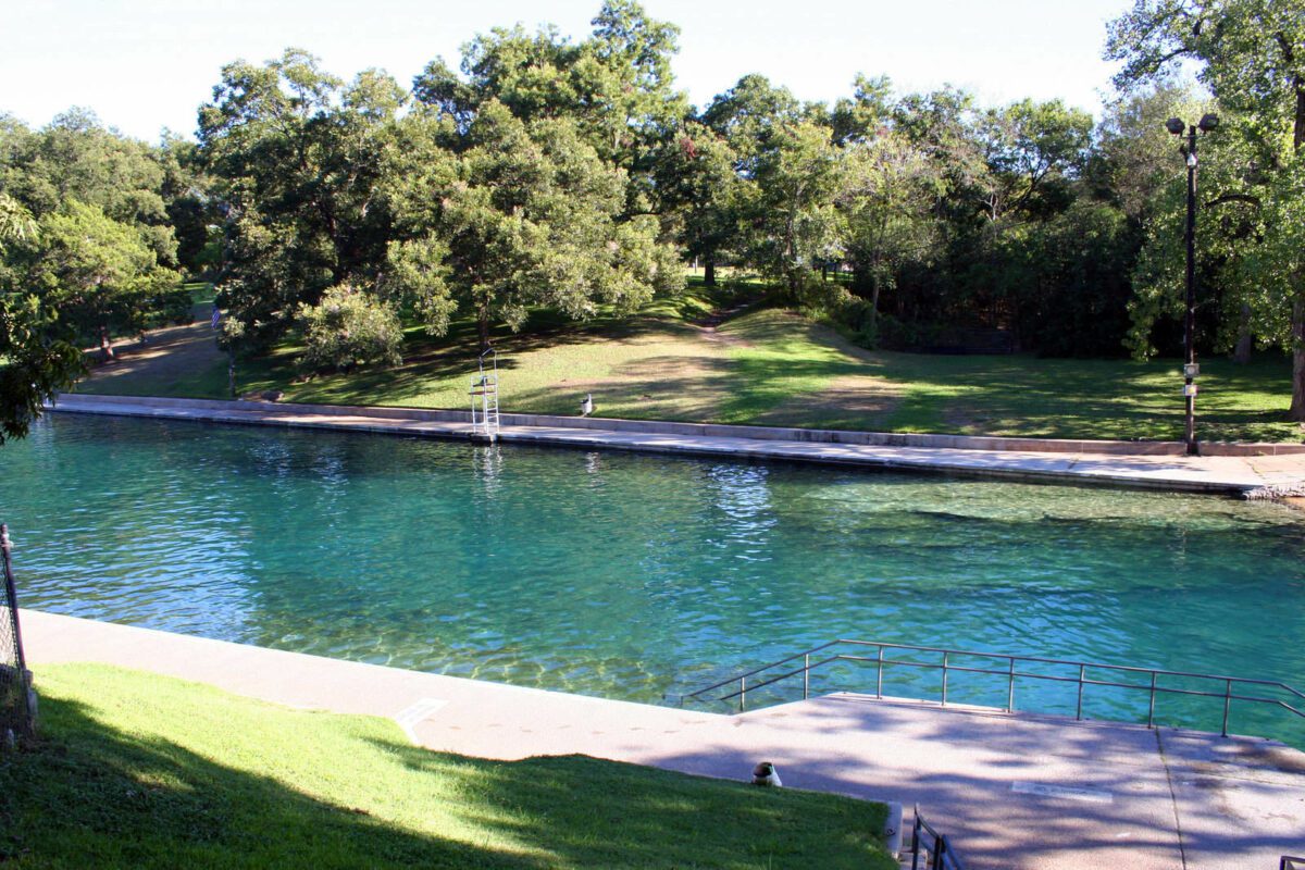 A nice shot of Barton Springs pool in downtown Austin Texas. - Texas View