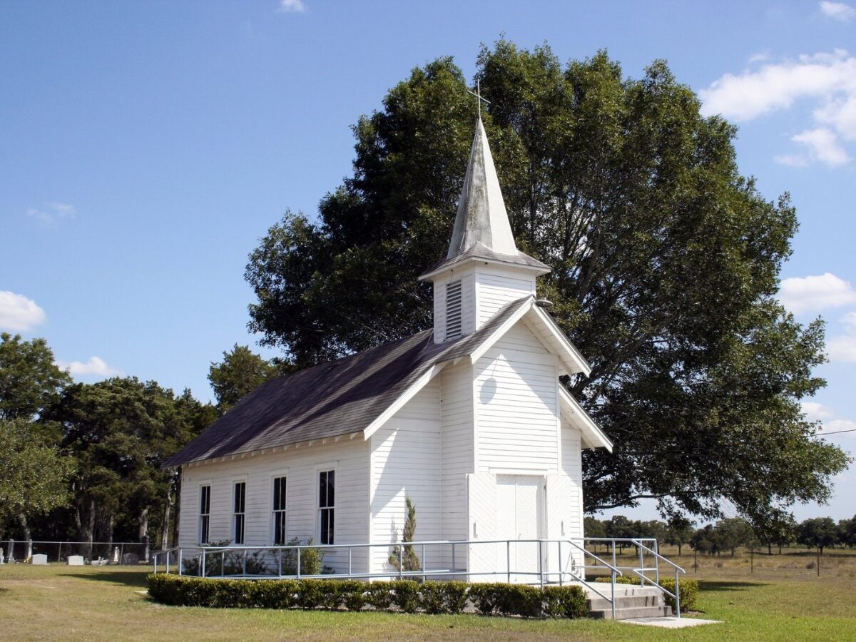 A small white rural church in Texas. - Texas View