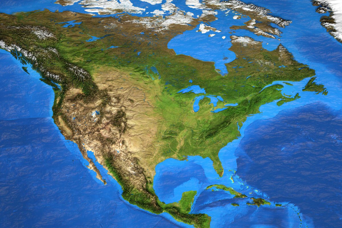 Detailed satellite view of the Earth and its landforms in summer. North America map. Elements of this image furnished by NASA. - Texas View