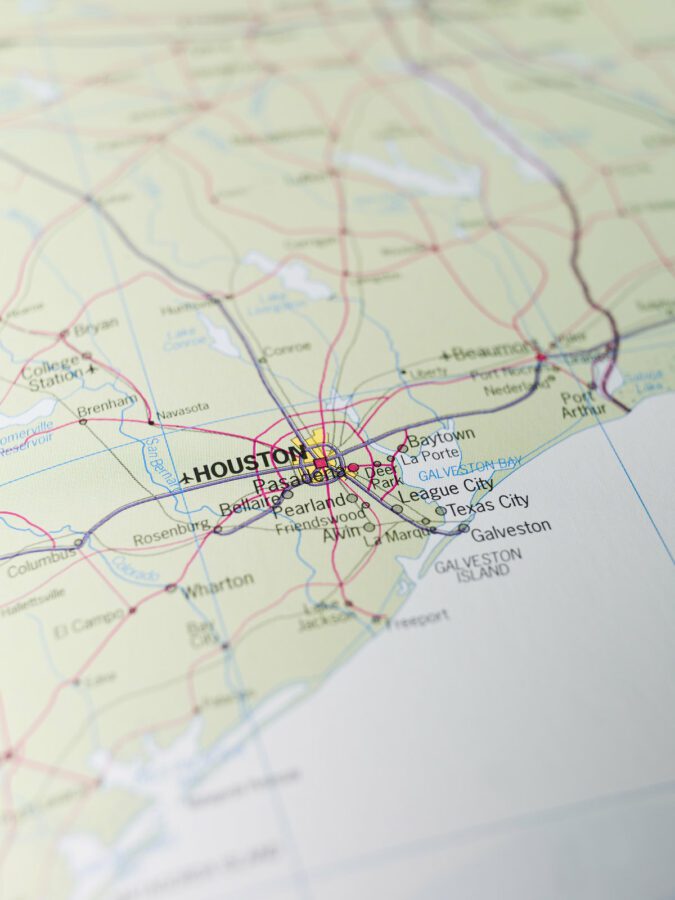 Map of Houston in Texas. - Texas View