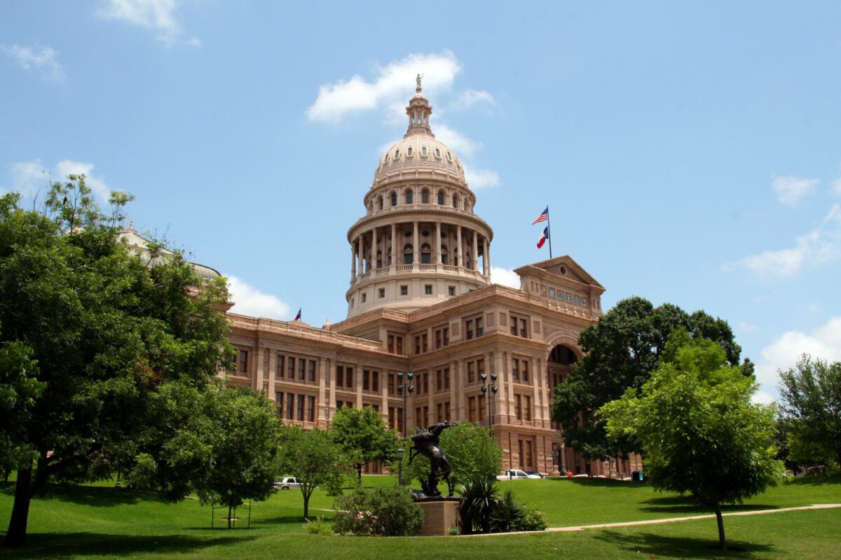 Side View of Texas State Capitol Building in downtown Austin Texas. - Texas View