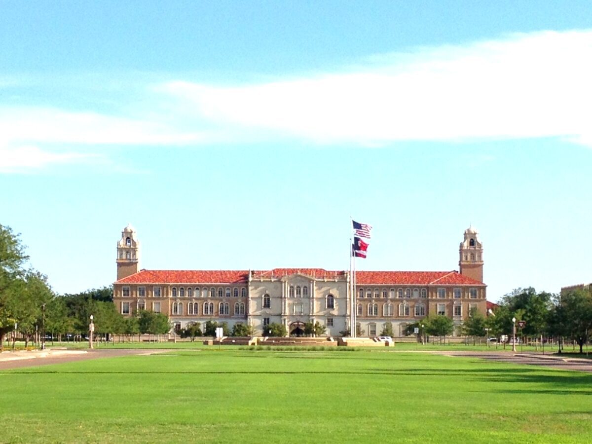 Texas Tech University Administration Building from the Engineering Key. - Texas View
