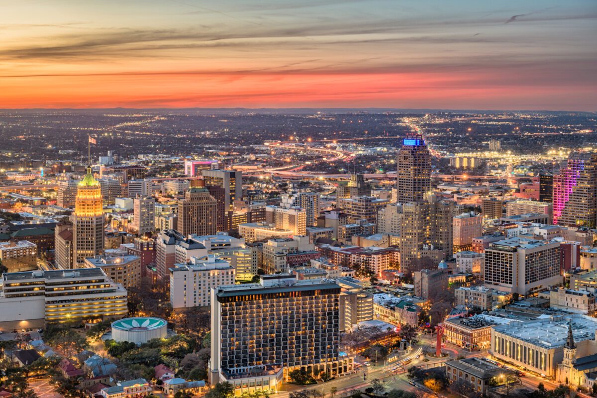 San Antonio Texas USA downtown city skyline at dusk - Texas View
