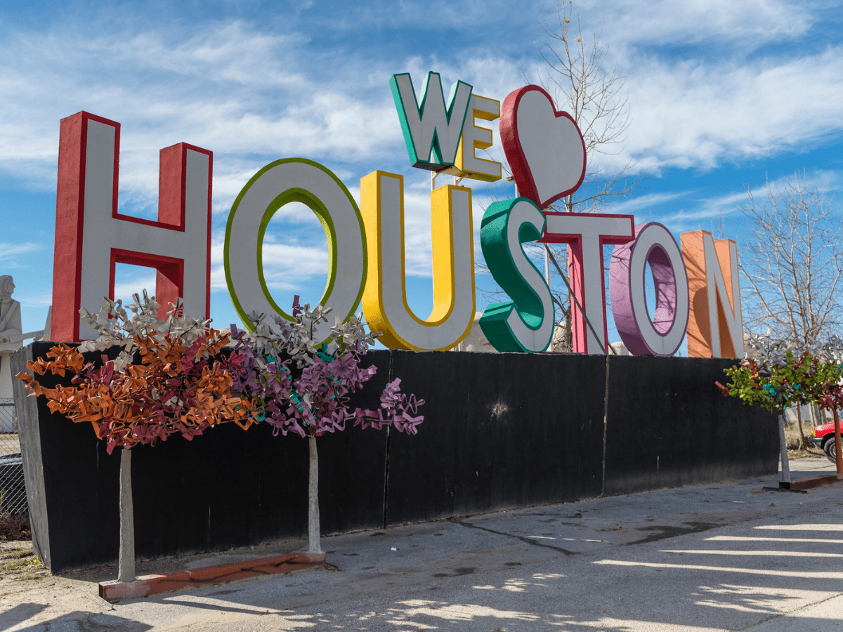 We love Houston composition Texas USA - Texas News, Places, Food, Recreation, and Life.