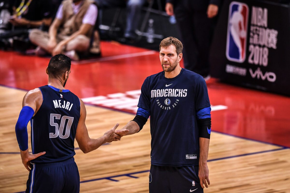 Dirk Nowitzki takes part in the Shenzhen match of the NBA China Games - Texas View