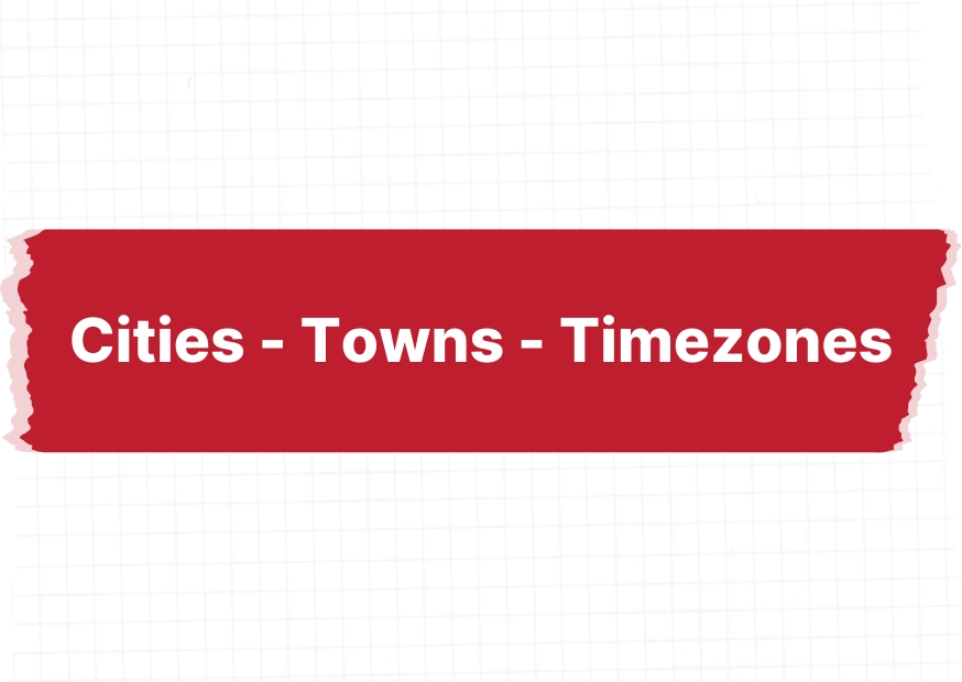 Cities Towns Timezones - Texas View