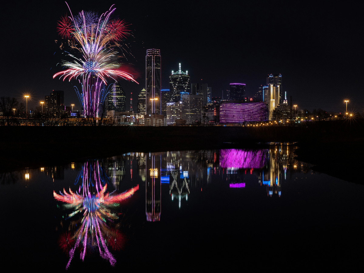 Dallas Skyline New Year Firework - Texas View
