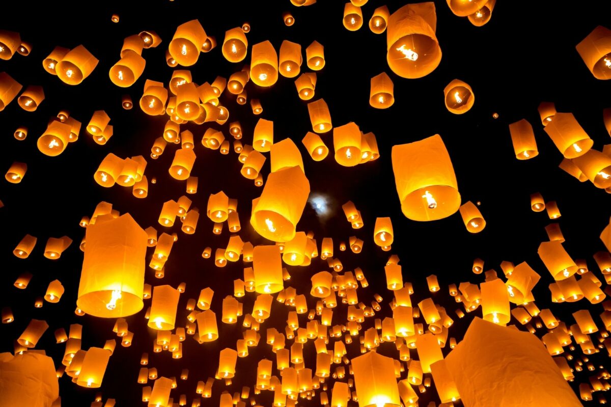 Lanterns illuminating the night sky - Texas View