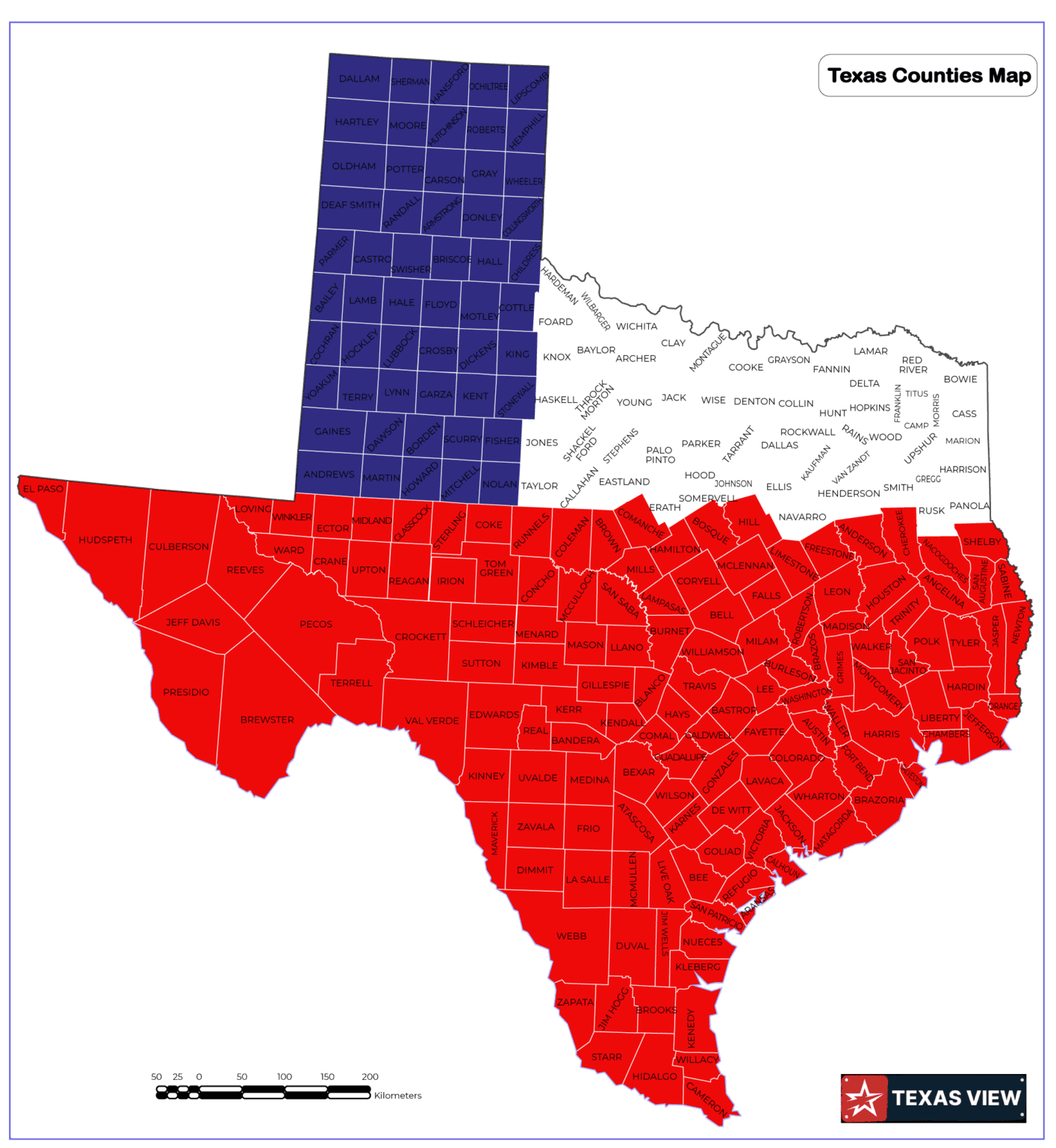 Texas Counties Map - Texas View