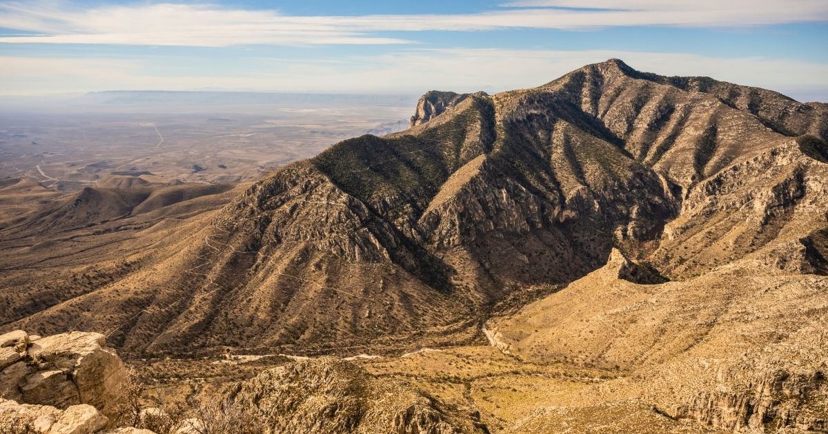Faint Trail Climbing up Guadalupe Peak in Guadalupe Mountains - Texas View