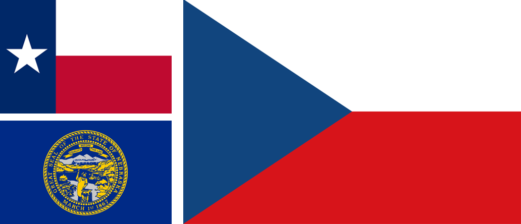Texas-Nebrasa-Czech Republic flags