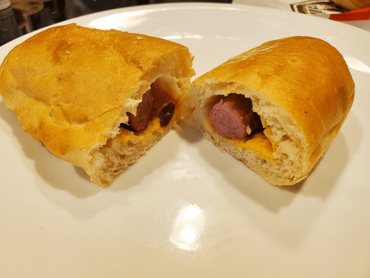 A sausage, cheese, and jalapeno Texas kolache