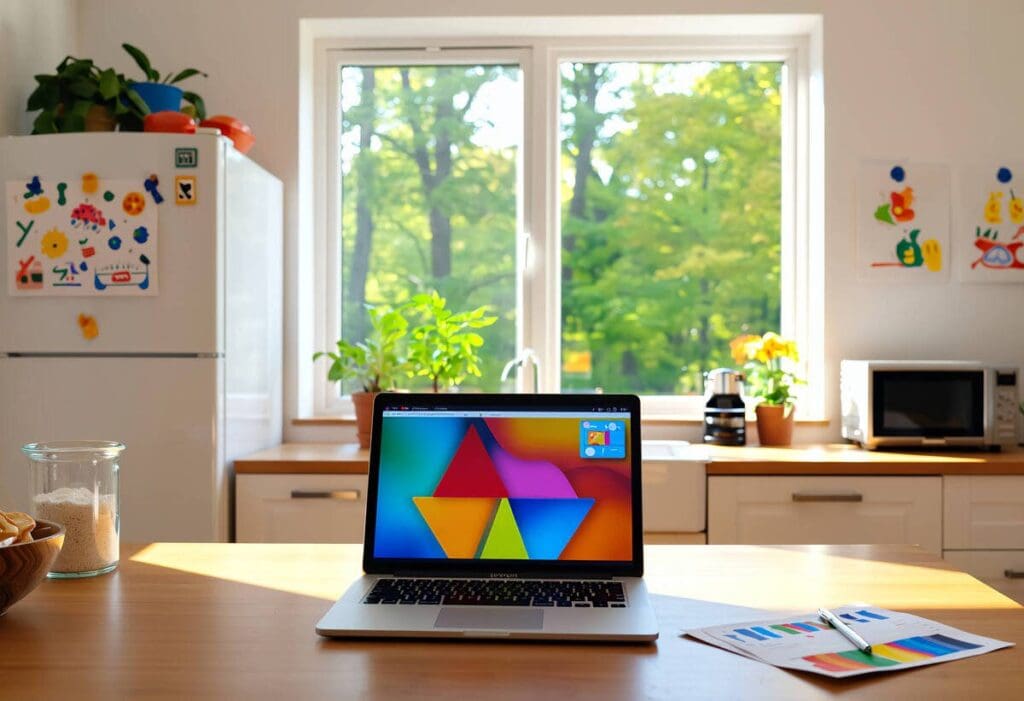 Small family home and a laptop