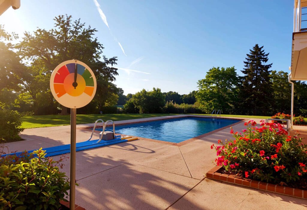 Garden pool in summer