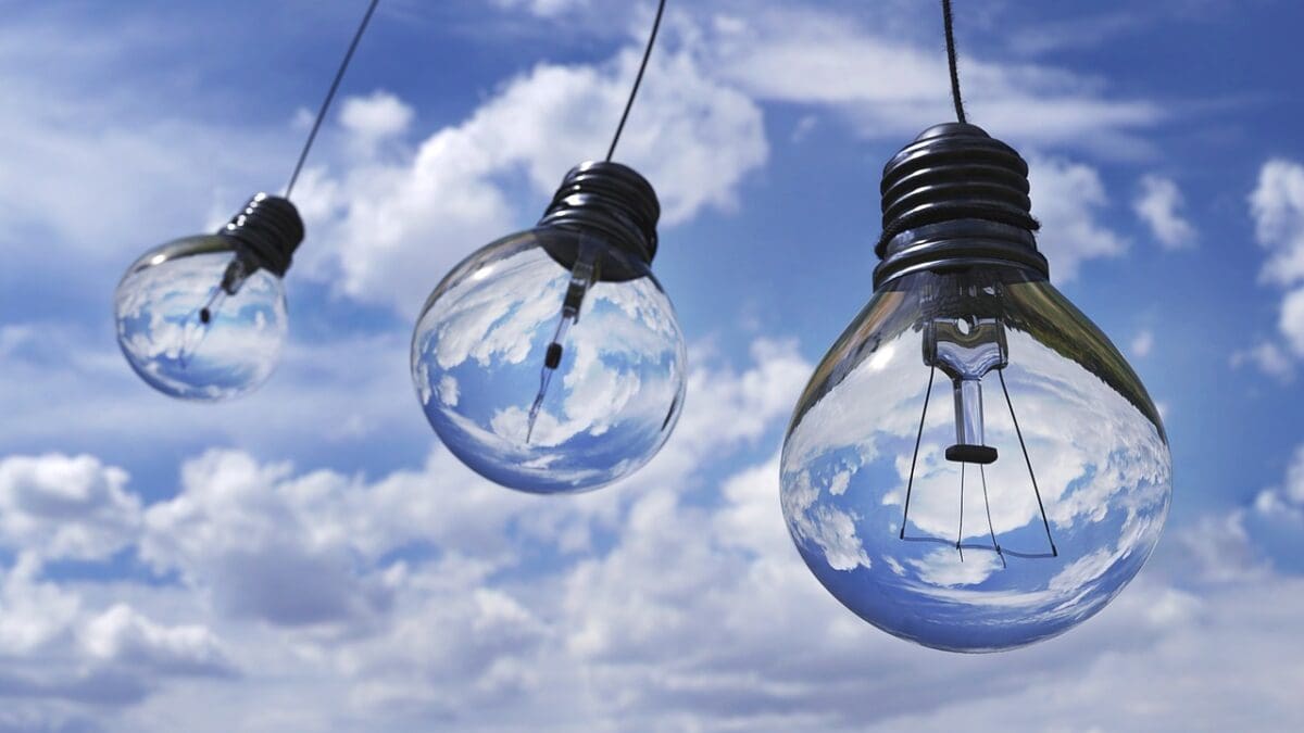 light bulbs, lamps, lights, halogen, bulbs, electric, sky, clouds, cumulus, nature, decoration, decorative